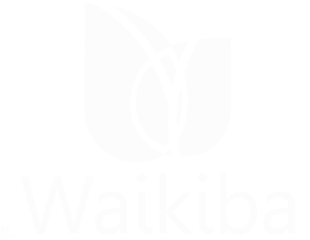 Logo Waikibia vertical blanco centrado sin slogan